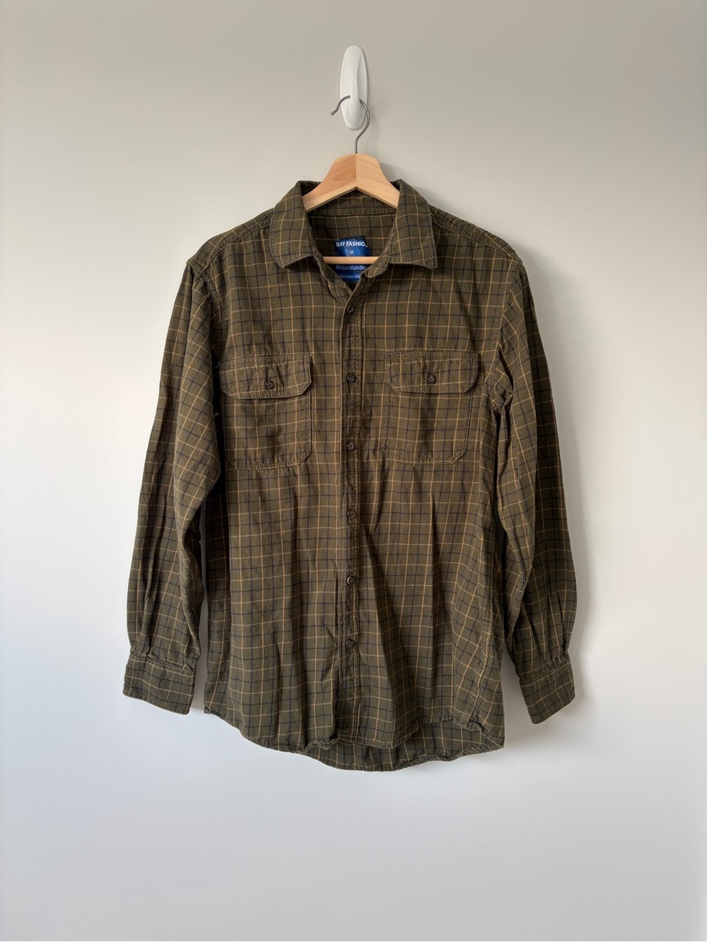 Men’s Olive Plaid Lightweight Button-Up Shirt
